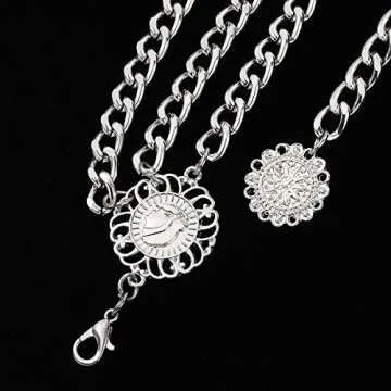 Glamorstar Multilayer Metal Waist Chain Dress Belts Metal Belt for Women Silver 90CM/35.8IN