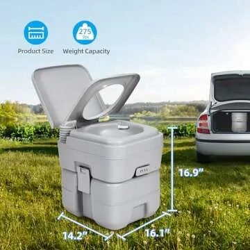 YITAHOME Portable Toilet Travel RV Potty, 5.3 Gallon Detachable Waste Tank for Effortless Cleaning, Press Flush Pump, for Camping, Boating, Hiking, Trips