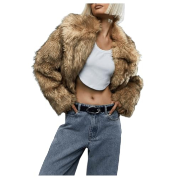 SOLY HUX Stylish Women's Cropped Faux Fur Jacket - Cozy and Chic Winter Coat