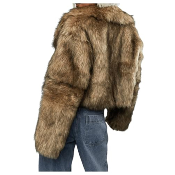 SOLY HUX Women's Cropped Faux Fur Jacket for Winter Warmth