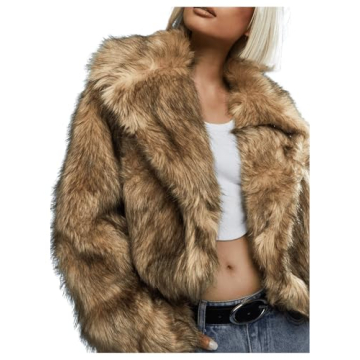 SOLY HUX Women's Cropped Faux Fur Jacket for Winter Warmth