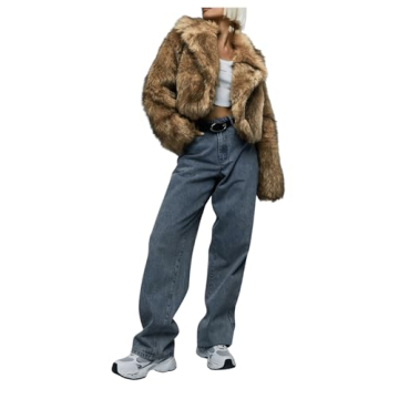 SOLY HUX Women's Cropped Faux Fur Jacket for Winter Warmth