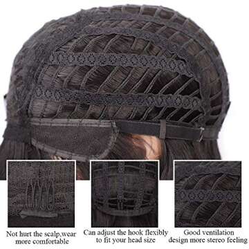 Vigorous Short Black Wavy Wig - Natural Shoulder-Length Bob