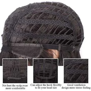 Vigorous Short Black Wavy Wig - Natural Shoulder-Length Bob