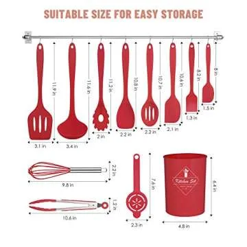 Pranski Kitchen Utensils Set - 12 Pieces Silicone Cooking Utensils Set for Every Home