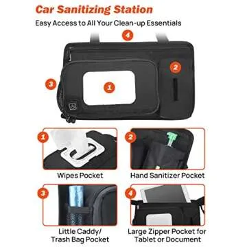 JOYTUTUS Wipe Warmer for Car with Hand Sanitizer Holder, Tablet Storage Pocket and Mesh Pocket, Potable Wipe Dispenser for Fresh Wipes, Car Travel Accessories for Adult & Kids to Keep Clean