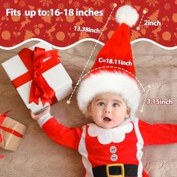 JUANANIUG Baby Santa Hat: Christmas Hat for Infant Newborn - Extra Thicken Classic Fur for Christmas New Year Festive Xmas Holiday Party Supplies