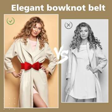 SportsWell Women's Fashionable Bowknot Wide Belt Girls Lady Stretch Cinch Dress Waistband Red