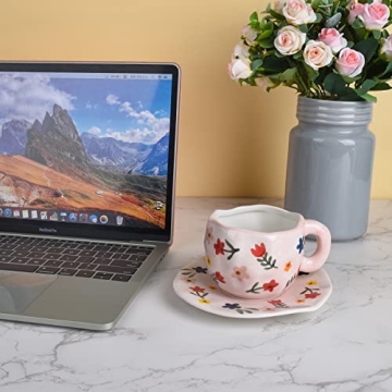 Handmade Koythin Ceramic Coffee Mug - Unique Pink Cup