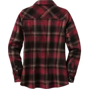 Legendary Whitetails Women's Cottage Escape Flannel Long Sleeve Plaid and Solid Color Clothes for Women, Fitted Button Down, Forest Plaid, Small