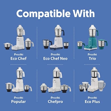 Preethi Steele 3-Jar Mixer Grinder, 550W - Silver