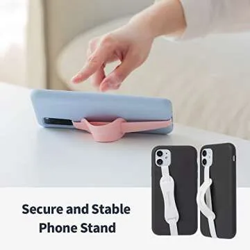 Sinjimoru Universal Silicone Phone Finger Grip, Cell Phone Grip Holder with Stretching Loops, for Phone Kickstand on iPhone Cases. Sinji Loop Stand Pink
