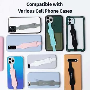 Sinjimoru Universal Silicone Phone Finger Grip, Cell Phone Grip Holder with Stretching Loops, for Phone Kickstand on iPhone Cases. Sinji Loop Stand Pink