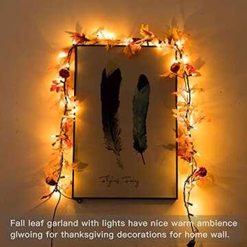 Maple Leaf String Lights Thanksgiving Decorations, Fall Garland Lights String with 35 Incandescent B...