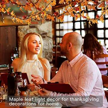 Maple Leaf String Lights Thanksgiving Decorations, Fall Garland Lights String with 35 Incandescent Bulbs for Connectable 15 Sets Display Indoor Outdoor Fall Decor Halloween Decorations