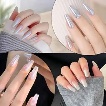 Artdone Chrome Nail Powder - Pearl Red and White Pigments