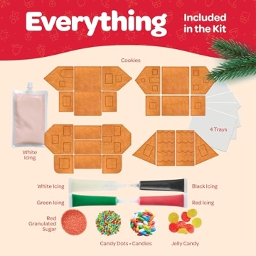 Gingerbread House Kit Set of 8 for Holiday Fun