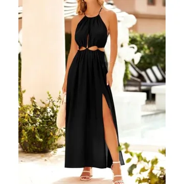 BTFBM Women Summer Sleeveless Halter Maxi Dress