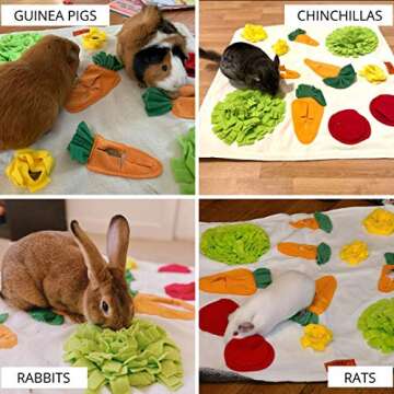 TOKIHUT Rabbit Foraging Mat - Large 25" x 25" Boredom Breaker Enrichment Snuffle Mat Toy Bed for Rabbits, Guinea Pigs, Chinchillas, Ferrets, Small Animals, Dogs