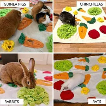 TOKIHUT Rabbit Foraging Mat - Large 25" x 25" Boredom Breaker Enrichment Snuffle Mat Toy Bed for Rabbits, Guinea Pigs, Chinchillas, Ferrets, Small Animals, Dogs
