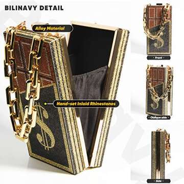 Money Clutch Purses for Women, Dollar Sign Crystal Clutch Purses, Women Diamond Evening Bags Party Cocktail Rhinestone Handbags, Wedding Dinner Bag