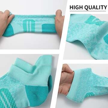 BUDERMMY Womens Ankle Compression Socks with Arch Support Athletic Low cut Running Socks for Women Workout Cushion 5 Pairs (US, Numeric, 8, 10, Regular, Regular, Mixed color)