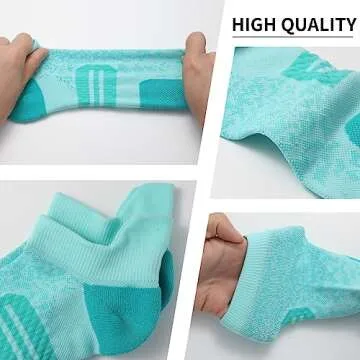 BUDERMMY Womens Ankle Compression Socks with Arch Support Athletic Low cut Running Socks for Women Workout Cushion 5 Pairs (US, Numeric, 8, 10, Regular, Regular, Mixed color)