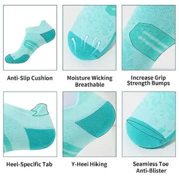 BUDERMMY Womens Ankle Compression Socks with Arch Support Athletic Low cut Running Socks for Women Workout Cushion 5 Pairs (US, Numeric, 8, 10, Regular, Regular, Mixed color)