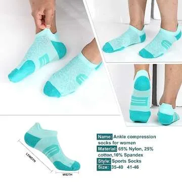 BUDERMMY Womens Ankle Compression Socks with Arch Support Athletic Low cut Running Socks for Women Workout Cushion 5 Pairs (US, Numeric, 8, 10, Regular, Regular, Mixed color)