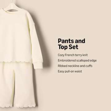 Amazon Essentials x Sofia Grainge Baby Girls' French Terry Pant and Top Set, Ivory, Newborn