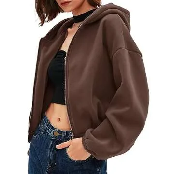 Stylish Women's Zip Up Cropped Hoodie for Comfort