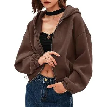 Stylish Women's Zip Up Cropped Hoodie for Comfort