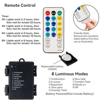 WATERGLIDE Halloween Decorations 8 Pcs Lighted Hanging Witch Hats, Remote Control with 8 Modes Light Up 14 FT Halloween String Lights, for Indoor Outdoor Yard, Lawn, Graveyard Scenes Party