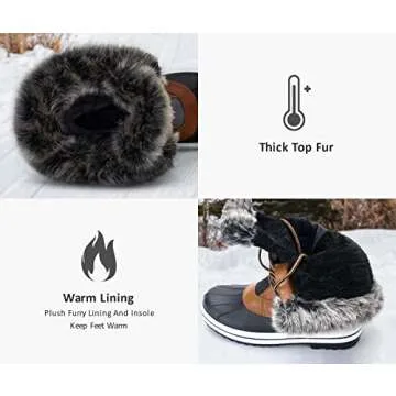 Vepose Women's 970A Snow Boots | Waterproof Insulated Mid Calf Warm Boots Lace Up Fur Shoes Grey Size 8(CJY970A Grey 08)