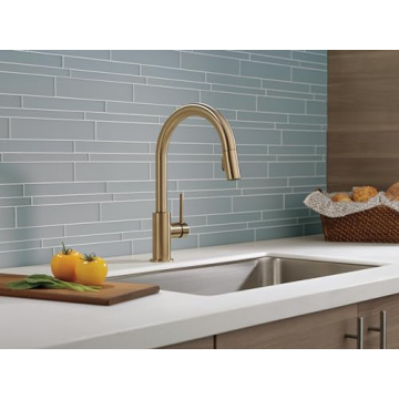 Delta Trinsic Gold Kitchen Faucet with Pull Down Sprayer