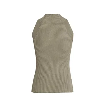 Women Sexy Cut Out Twist Front Tank Tops in Khaki