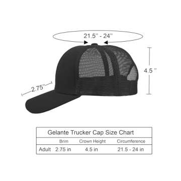 Gelante Mesh Trucker Baseball Cap Structured Front Panel Wholesale LOT 12 Pack TR001 Black