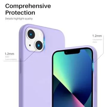 ORNARTO Compatible with iPhone 13 Case 6.1, Slim Liquid Silicone 3 Layers Full Covered Soft Gel Rubber Case Cover 6.1 inch-Light Purple
