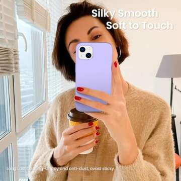 ORNARTO Compatible with iPhone 13 Case 6.1, Slim Liquid Silicone 3 Layers Full Covered Soft Gel Rubber Case Cover 6.1 inch-Light Purple