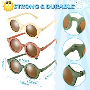 Tondiamo 9 Pcs Toddler Sunglasses Flower Round Heart Shaped Kids Colorful Girls Sunglasses for Outdo...