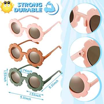 Tondiamo 9 Pcs Toddler Sunglasses Flower Round Heart Shaped Kids Colorful Girls Sunglasses for Outdoor Beach Holiday(Fresh Colors)