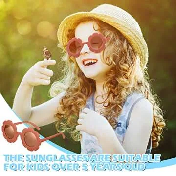 Tondiamo 9 Pcs Toddler Sunglasses Flower Round Heart Shaped Kids Colorful Girls Sunglasses for Outdoor Beach Holiday(Fresh Colors)