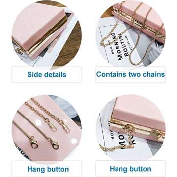 L-COOL Cute Transparent Acrylic Shoulder Bags Clear Crossbody Evening Clutch Bag With Gold Snake Chain(2 Chains) For Women (White Clear)