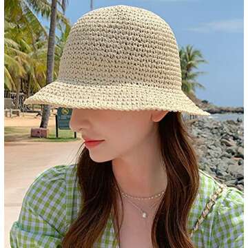 Solyinne Womens Foldable Straw Sun Hat for Summer