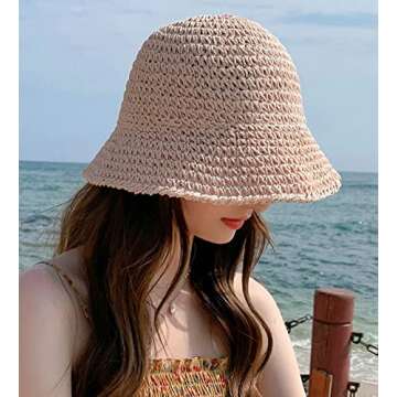 Solyinne Womens Foldable Straw Sun Hat for Summer