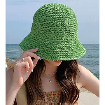 Solyinne Womens Foldable Straw Sun Hat for Summer