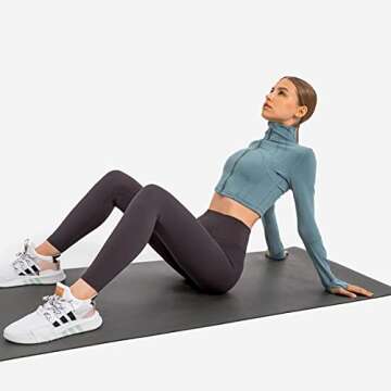 KTILG Women Workout Yoga Jacket Compression Long Sleeve Seamless Zip Up Running Track Gym Tops