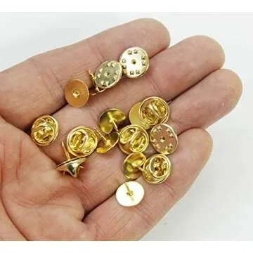 ALL in ONE Butterfly Clutch Tie Tacks Pin Backs with Blank Pins for DIY Craft (Gold 100 Pairs)