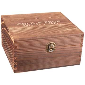 Whiskey Stones and Drinking Glasses Gift Set - 8 Granite Chilling Stones, 2 Premium 9 Ounce Whiskey Glasses, Display Case, Chills Drink, No Dilution, Perfect Birthday Gift for Him or Barware Accessory