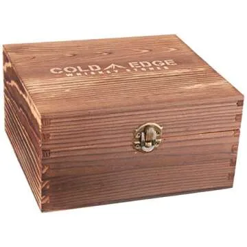 Whiskey Stones and Drinking Glasses Gift Set - 8 Granite Chilling Stones, 2 Premium 9 Ounce Whiskey Glasses, Display Case, Chills Drink, No Dilution, Perfect Birthday Gift for Him or Barware Accessory